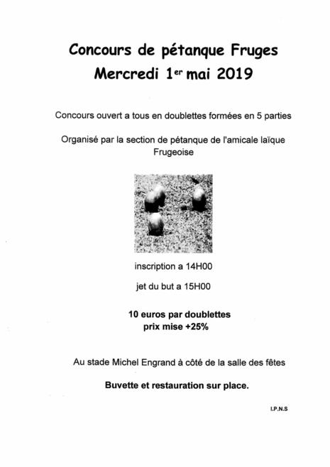 Concours de pétanque - 01/05/2019
